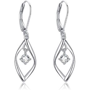 GEHN Moissanite Earrings 925 Sterling Silver Moissanite Hoop Huggie Leverback Earrings Round Cut Gemstone Jewelry Gifts for Women in Kuwait