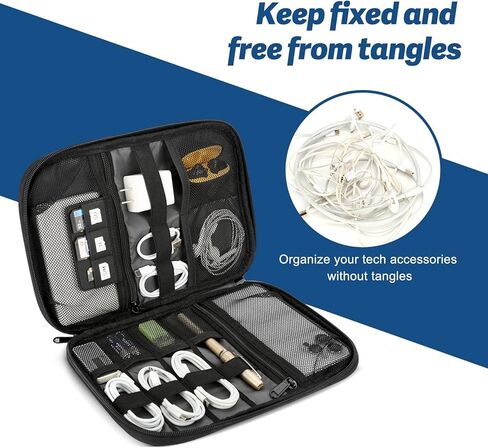 Electronic Organizer Travel Case, All-in-One Portable Cable Organizer Bag for Storage, Tech Organizer Travel Accessories for Cables, Chargers, Power Bank, Flash Drive,SD Card in Saudi Arabia