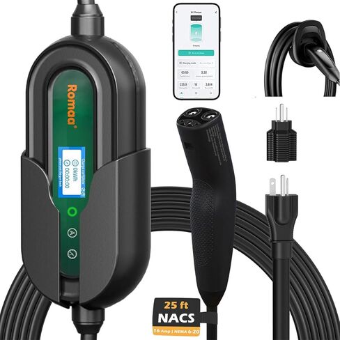 Level 2 EV Charger Fast Charging (110V-240V, 40A, NEMA 14-50 Plug), 25ft Charging Cable, Portable EV Chargers for Home Level 2 Level 1 for SAE J1772 EVs, App Control, NEMA 5-15 Adapter in Saudi Arabia