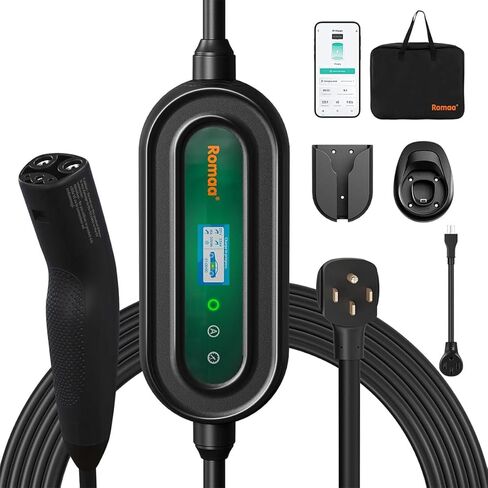 Level 2 EV Charger Fast Charging (110V-240V, 40A, NEMA 14-50 Plug), 25ft Charging Cable, Portable EV Chargers for Home Level 2 Level 1 for SAE J1772 EVs, App Control, NEMA 5-15 Adapter in Saudi Arabia