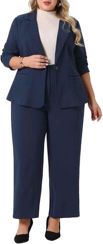 Agnes Orinda Plus Size Suit Two Piece Outfits for Women Business Office Blazer Jacket and Pants Suit Set in Saudi Arabia