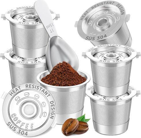 4 عبوات قابلة لإعادة الاستخدام K Coups Coffee Pods لـ Keurig 1.0: أكواب K القابلة لإعادة ملء الفولاذ المقاوم للصدأ - مرشحات القهوة القابلة لإعادة الاستخدام لآلة القهوة Keurig ، خالية من BPA ، SUS 304‌ ، مغرفة ، مقاومة مقاومة للحرارة in Kuwait