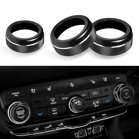 SENSHINE Air Conditioning Knob Cover Volume Control Tune Switch Buttton Covers for Dodge Durango Accessories 2021 2022 2023 2024 2025 AC Climate Adjust Trim Ring 3Pcs (Red) in Saudi Arabia