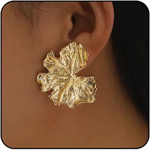 Gold Statement Earrings for Women Big Gold Earrings Chunky Silver Earrings Large Flower Statement Earrings Long Drop Dangle Earring Silver Gold Chunky Jewelry in Kuwait