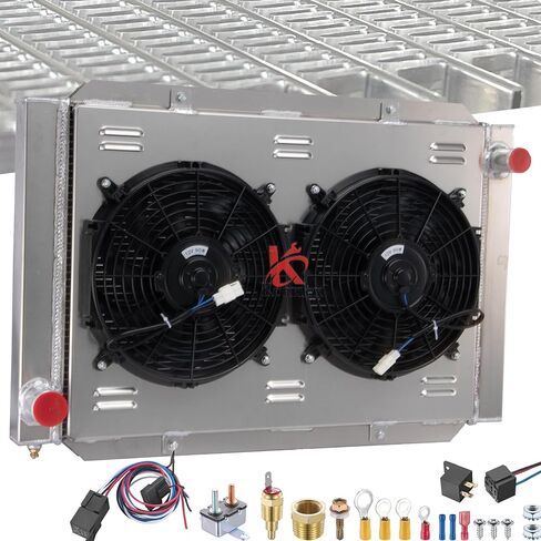 # 209000 Airboat Radiator Universal Radiator Replacement for Airboat 31" x 21" Water Cooler Upgrade 2-Rows High Performance Aluminum Cooling Radiators Shroud Fan Kit in Saudi Arabia