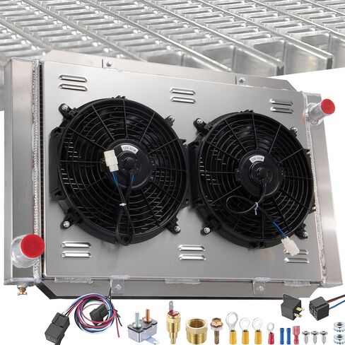 # 209000 Airboat Radiator Universal Radiator Replacement for Airboat 31" x 21" Water Cooler Upgrade 2-Rows High Performance Aluminum Cooling Radiators Shroud Fan Kit in Saudi Arabia