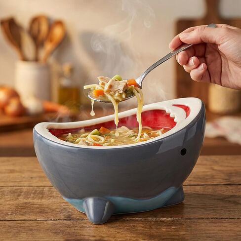 Shark Fruit Bowl for Kitchen Counter, 40 oz Large Decorative Bowls for Home Decor, Cute Key Bowl for Entryway Table, Handmade Ceramic Snack Candy Soup Salad Serving Bowls, Unique Funny Shark Gifts in Saudi Arabia