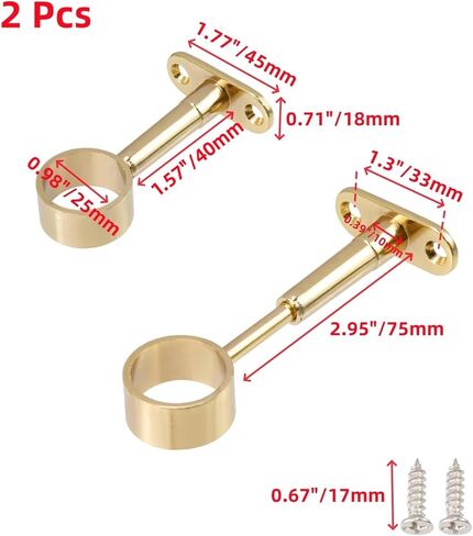 وذمة 2 PCS الستار قضيب سقف جبل حاملي القضيب الدعامة الأقواس قوس الزنك سبيكة الستائر شماعات السنانير ، الذهب in Saudi Arabia