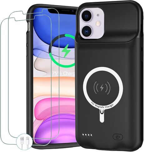 Battery Case for iPhone 13 Pro, Upgraded Real 10000mAh Portable Protective Charging Case with Wireless Charging Compatible with iPhone 13 Pro (6.1 inch) Battery Pack Charger Case with Carplay (Black) in Saudi Arabia