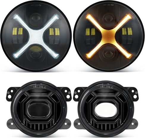 7inch LED JK Headlights Round Chrysanthemum Petal RGB DRL Compatible with Wrangler JK JKU TJ LJ in Kuwait
