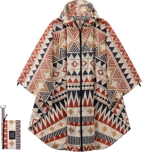 Hooded Rain Ponchos for Adult - Rain Coat and Rain Jacket with Waterproof Pocket and Zipper in Saudi Arabia