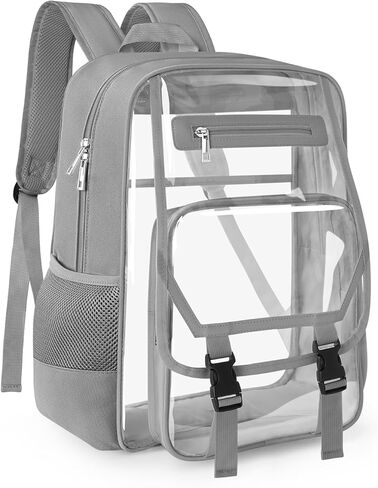 Soimeat Clear Backpack Heavy Duty, Fabric & PVC Transparent Bookbag, See Through Backpacks with Reinforced Strap for Women Men, Large Capacity Clear Backpack for College, Travel, Security, Black in Kuwait