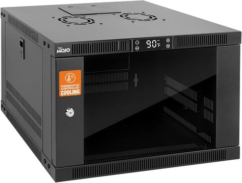 TECMOJO 9U WALL MOUNT RACK مع ترموستات ، وعمق 17.7 بوصة خزانة خادم مغلقة مع مراوح تبريد 2 ، والأبواب القابلة للقفل ، و Rack 9U لمعدات 19 بوصة ، والباب الزجاجي in Saudi Arabia
