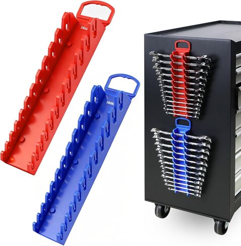 SWANLAKE 2-Piece Magnetic Wrench Organizer Toolbox Holder, SAE (1/4'' to 15/16''), Metric (6mm to 24mm) Ratchet Wrench Organizers, Total Hold 24 Slots Wrenches Holder for Tool Box in Kuwait