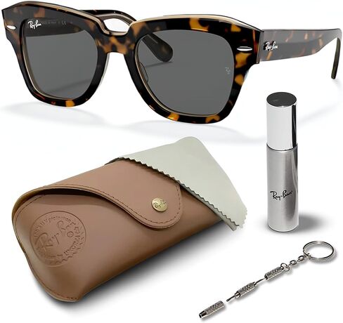 Ray-Ban RB2186 STATE STREET Square Shape Sunglasses with Official Eyewear Kit Bundle in Saudi Arabia