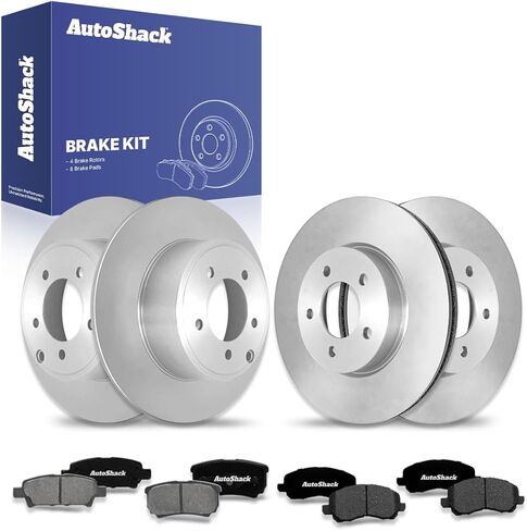 AutoShack Brake Kit Replacement for 2008-2017 Mitsubishi Lancer 2007 Dodge Caliber 1.8L 2.0L 2.4L AWD FWD Front Rear Drilled & Slotted E-Coated Disc Brake Rotors Ceramic Brakes Pads BRAKEPKG477 in Saudi Arabia