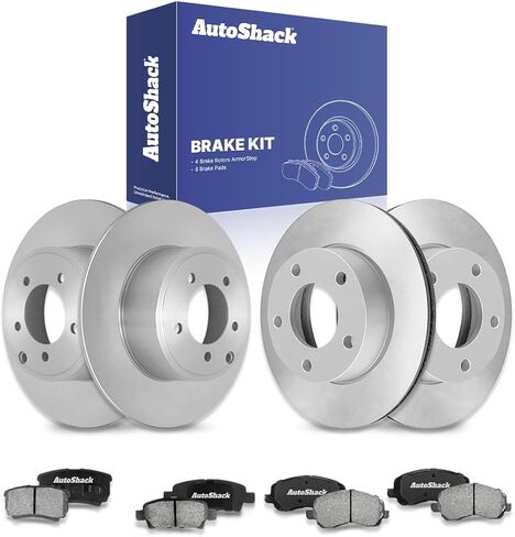 AutoShack Brake Kit Replacement for 2008-2017 Mitsubishi Lancer 2007 Dodge Caliber 1.8L 2.0L 2.4L AWD FWD Front Rear Drilled & Slotted E-Coated Disc Brake Rotors Ceramic Brakes Pads BRAKEPKG477 in Saudi Arabia