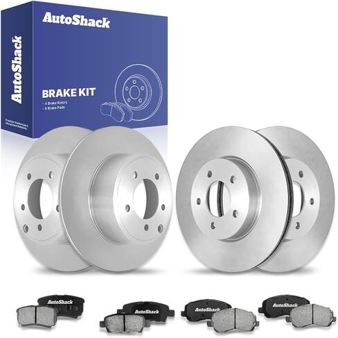 AutoShack Brake Kit Replacement for 2008-2017 Mitsubishi Lancer 2007 Dodge Caliber 1.8L 2.0L 2.4L AWD FWD Front Rear Drilled & Slotted E-Coated Disc Brake Rotors Ceramic Brakes Pads BRAKEPKG477 in Saudi Arabia