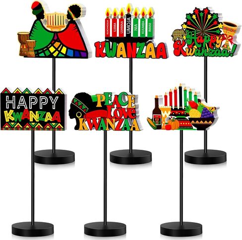 6 PCS 6 PCS Juneteenth Table Decorations Wooden Menced Centerdenth Tier -Tiered Tiered Tresh Decor in Kuwait