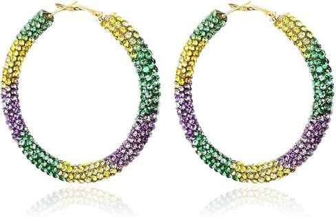 Rhinestone Hoop Earrings for Women Gold Chunky Large Hoop Statement Earrings Sliver Sparkly Jewelry Wedding Dresses for Bridal Gifts in Saudi Arabia