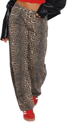 Women's Low Rise Wide Leg Pants Baggy Jeans in Kuwait