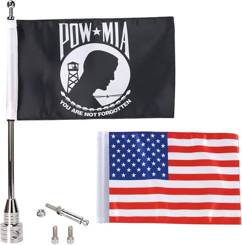 دراجة نارية سارية العلم وعلم أمريكي - 6 "× 10" علم الولايات المتحدة الأمريكية مزدوج الوجه مع الأعلام مع رفوف الأمتعة الأنبوبية لـ Harley Honda Goldwing CB VTX CBR Yamaha إلخ. in Kuwait