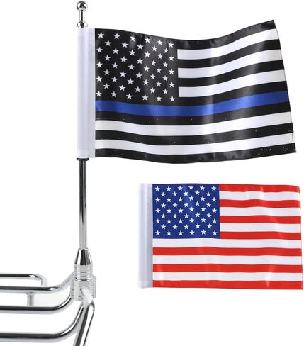 Motorcycle Flagpole Mount and American Flag - 6" x 10" Premium Double Sided USA Flag with Flags Flagpole for 1/2" Tubular Luggage Racks for Harley Honda Goldwing CB VTX CBR Yamaha Etc in Kuwait