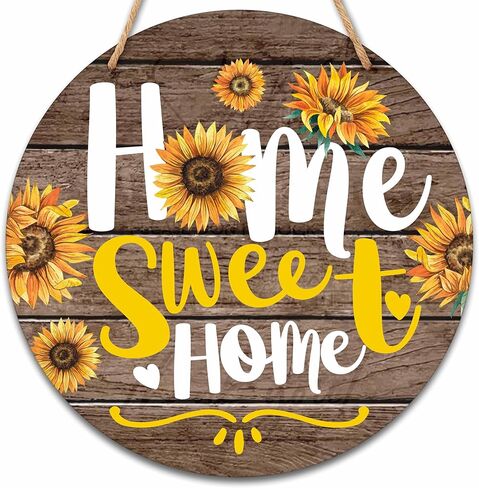 Welcome Sign for Front Door, Spring Round Hanging Sign With Rope, Floral Wall Decor For Farmhouse Home Front Door Porch, Housewarming Gifts for Family Friend, A18 in Kuwait