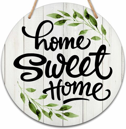 Welcome Sign for Front Door, Spring Round Hanging Sign With Rope, Floral Wall Decor For Farmhouse Home Front Door Porch, Housewarming Gifts for Family Friend, A18 in Kuwait
