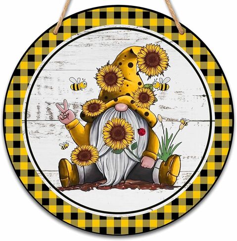 Welcome Sign for Front Door, Spring Round Hanging Sign With Rope, Floral Wall Decor For Farmhouse Home Front Door Porch, Housewarming Gifts for Family Friend, A18 in Kuwait