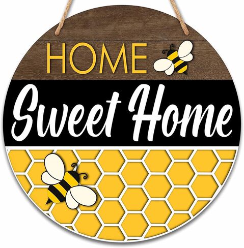 Welcome Sign for Front Door, Spring Round Hanging Sign With Rope, Floral Wall Decor For Farmhouse Home Front Door Porch, Housewarming Gifts for Family Friend, A18 in Kuwait