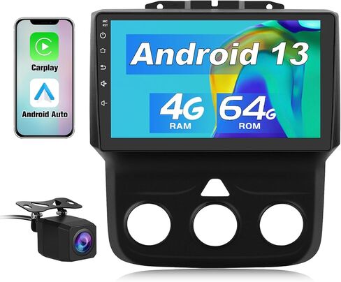 Car Radio for Dodge Ram 1500 2500 3500 2013 2014 2015 2016 2017 2018,Android 13 2G+32GB Head Unit for Ram, 9 inch Touch Screen Wireless CarPlay/Android Auto GPS WiFi,SWC, FM, AM(Only fit Manual AC) in Kuwait