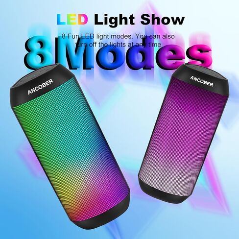 Portable Bluetooth Speaker, 15W Powerful Stereo, TWS Pair, LED Light Show, IPX4 Waterproof, BT5.3 Wireless Speaker with Long Battery Life, USB-C, AUX-in – for Outdoor, Party, Home, Travel, Ideal Gfits in Saudi Arabia