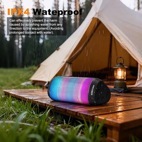 Portable Bluetooth Speaker, 15W Powerful Stereo, TWS Pair, LED Light Show, IPX4 Waterproof, BT5.3 Wireless Speaker with Long Battery Life, USB-C, AUX-in – for Outdoor, Party, Home, Travel, Ideal Gfits in Saudi Arabia