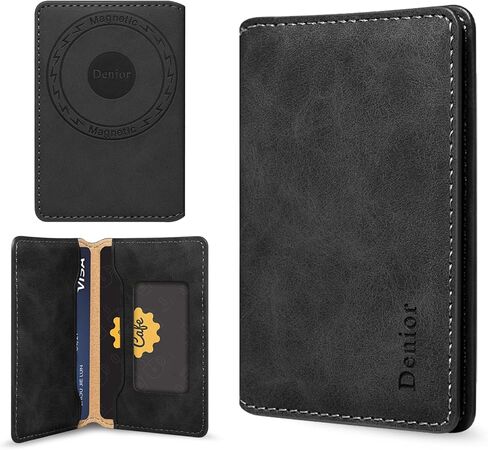 Denior for MagSafe Wallet Magnetic Card Holder, RFID Slim Card Holder, 3 Card Slots, Magnetic Compatible Slim for iPhone 16/15/14/13/12 Series Phone Wallet (Black) in Saudi Arabia