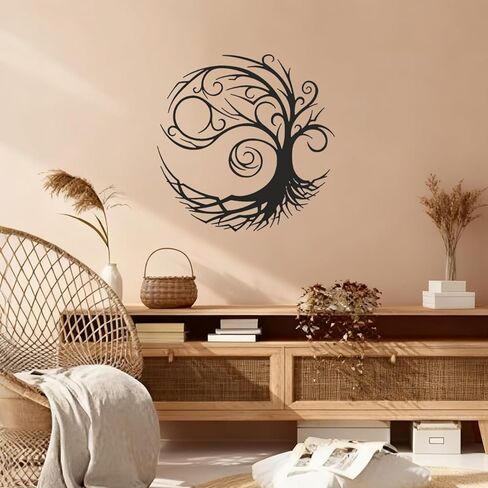 Metal Tree of Life Wall Art 14×14 Inch Rustic Minimalist Decor for Living Room, Bedroom for Office Indoor/Outdoor Wall Decor for Garden of Patio Ideal Housewarming Gift in Saudi Arabia