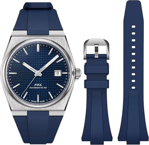 حزام لسلسلة ساعات Tissot PRX، سوار مطاطي ناعم من أجل Tissot PRX Powermatic 80,12 مم للرجال والنساء استبدال FKM لساعة Tissot PRX Series 40 مم in Kuwait