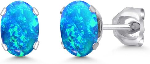 Gem Stone King Oval Stud Earrings For Women Men | 925 Sterling Silver | Oval 6X4MM Gemstone Birthstone | Fine Jewelry for Her Him Mom Dad Wife in Saudi Arabia