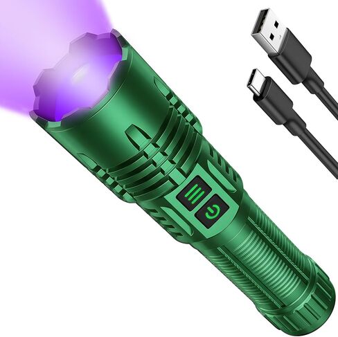 UV Blacklight و High Lumens المصباح المصباح القابل لإعادة الشحن ، مصابيح كهربائية قوية للضوء الأسود للكشف عن بول الحيوانات الأليفة ، معالجة الراتنج ، العقرب ، مصباح LED التكتيكي القابل للتكبير للماء للتخييم ، emgergency in Kuwait