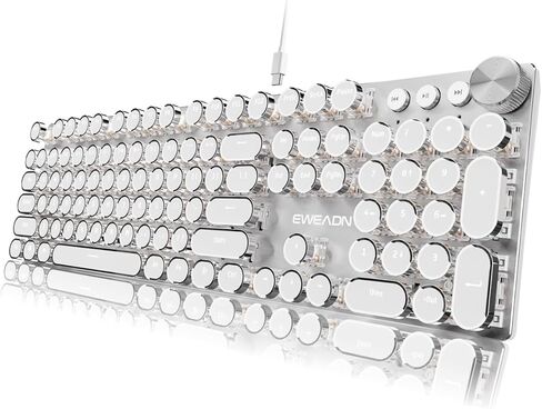 Wired Typewriter Mechanical Keyboard, Retro Punk Keyboard with Media Knob in Saudi Arabia