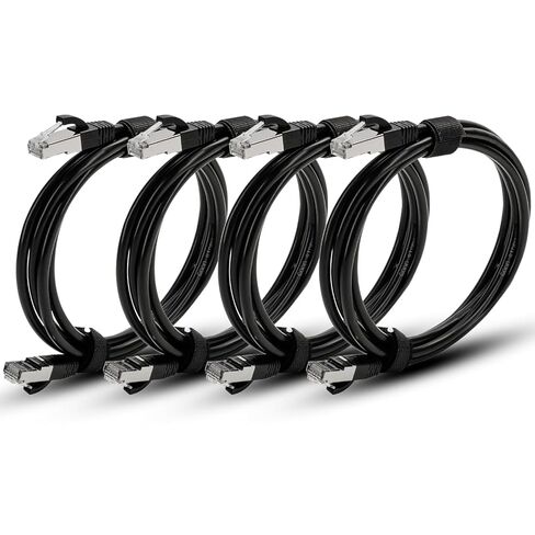 CAT 8 Ethernet Cable ، 6ft (4 Pack) Ultra High Speed ​​40GBPS 2000MHz 30AWG CAT8 CABLE LAN Network CORD مع موصل RJ45 المطلي بالمعادن للألعاب ، جهاز التوجيه ، المودم ، الكمبيوتر الشخصي (6 قدم/4 حزمة) (GS4PC8-01) in Kuwait