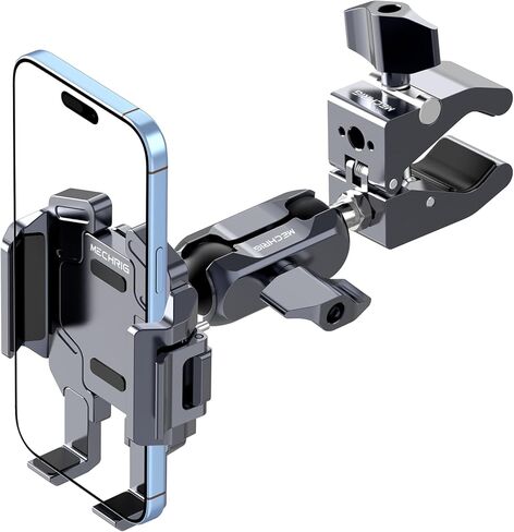 حامل هاتف الدراجة النارية مع رفقة الاهتزاز (قم بتضمين Super Clamp + Double Socket Arm + Phone Stand All in One) 360 ° Adjust & Aluminium Phone حامل لـ Ebike ، Desk ، Tripod ، (5.4 ''-7.2 '' iPhone) ، JC014 in Kuwait