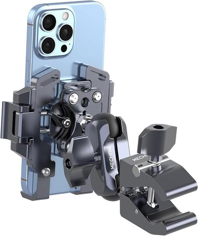 حامل هاتف الدراجة النارية مع رفقة الاهتزاز (قم بتضمين Super Clamp + Double Socket Arm + Phone Stand All in One) 360 ° Adjust & Aluminium Phone حامل لـ Ebike ، Desk ، Tripod ، (5.4 ''-7.2 '' iPhone) ، JC014 in Kuwait