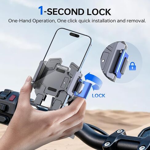 حامل هاتف الدراجة النارية مع رفقة الاهتزاز (قم بتضمين Super Clamp + Double Socket Arm + Phone Stand All in One) 360 ° Adjust & Aluminium Phone حامل لـ Ebike ، Desk ، Tripod ، (5.4 ''-7.2 '' iPhone) ، JC014 in Kuwait