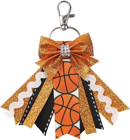 Bowknot Cheer Keychain Glittering Game Day Keyring Keychain Cheerleader Accessory Cheer Mom Jewelry in Saudi Arabia