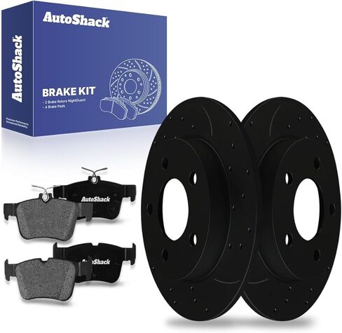 Autoshack Rear Brake Kit Replacement for 2005-2013 Mazda 3 2013 Mazda 3 Sport 2.0L 2.5L FWD Disc Brake Rotors with Ceramic Brake Pads 10.4" (265.0 mm) CBO413671095 in Saudi Arabia