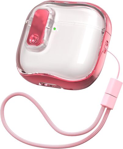 RFUNGUANGO (with Security Lock) Protective Case for AirPods Pro 2nd/1st Generation, Soft TPU AirPods Pro 2 Protective Case - with Kit/Lanyard,All Pink in Kuwait
