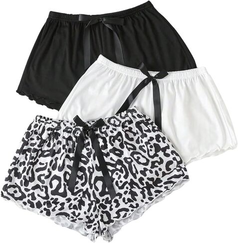 GORGLITTER Women's 3 Pack Plaid Pajama Shorts Soft Letter Sleep Pj Shorts in Saudi Arabia
