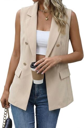 IDEALSANXUN Womens Double Breasted Vest Tops Sleeveless Blazer Spring Summer Suit Jackets in Saudi Arabia