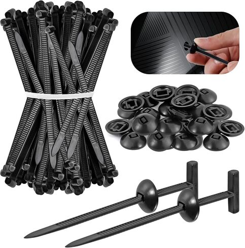 100 PCS NYLON CABLE CABLE TIES POCKLE-علاقات مضغوطة ذاتية الإغلاق مع دبوس وزر ، السحابات المقاومة للأشعة فوق البنفسجية لإصلاح السيارات in Kuwait